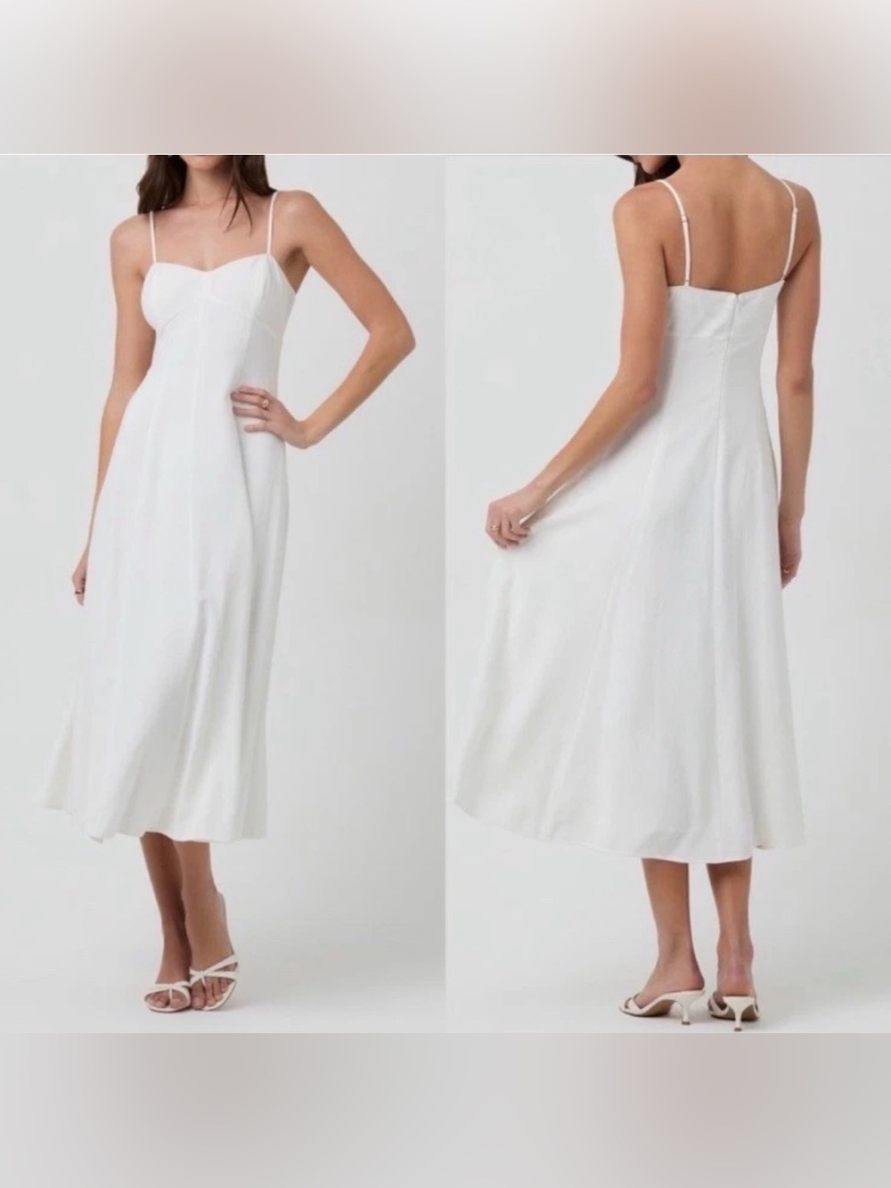 Astr White Midi Slip Dress with Spaghetti Straps
